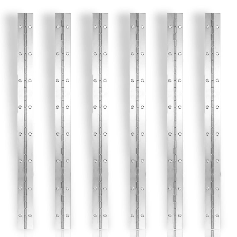 6 PCS 16 Inch Continuous & Piano Hinges, 1.2'' Open Width Heavy Duty Stainless Steel Long Hinge, 0.04'' Thickness Folding Hinges for Storage Boxes, Cabinets, Door, Piano, Wood Furniture,Silver 6PCS-16IN Silver