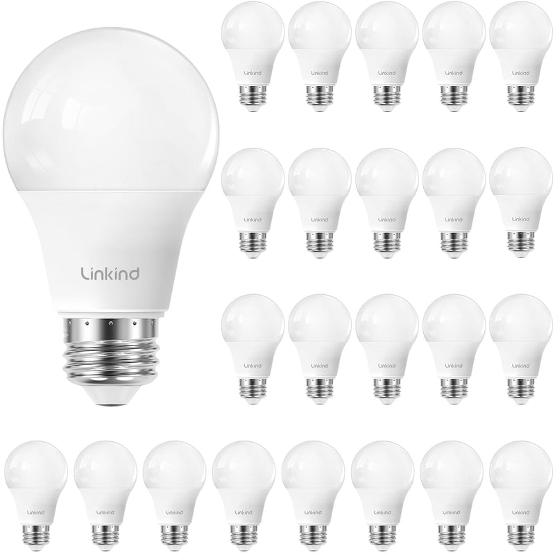 Linkind A19 Dimmable LED Light Bulbs, 60W Equivalent, 9W, 2700K Softe White, 800 Lumens, E26 Standard Base, Lighting for Bedroom Living Room Home Office, 24 Packs Soft White 24 Count (Pack of 1)
