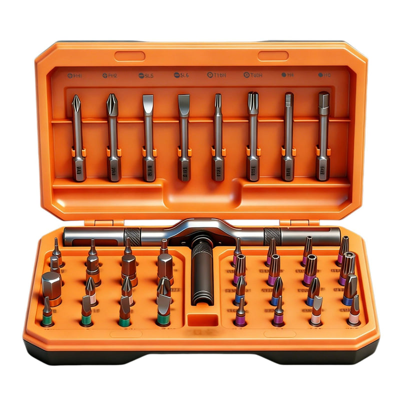 42 in 1 Magnetic Screwdriver Set, T Handle Ratchet Screwdriver Set, Precision Hand Tools for Electronics Repair, DIY Projects, Home Maintenance - Ideal Gift for Men & Women, Orange