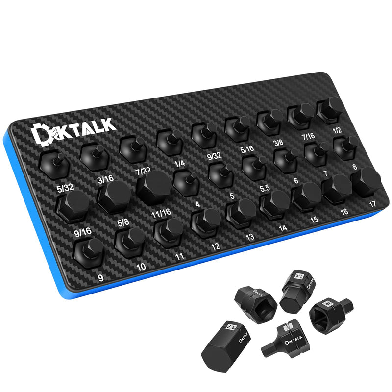 3/8" Drive Stubby Hex Bit Socket Set,27PCS Impact Allen Socket Set with SAE & Metric Sizes (5/32"-11/16" & 4mm-17mm),Anti-Roll Design for Impact Use 3/8" Drive socket 27PCS