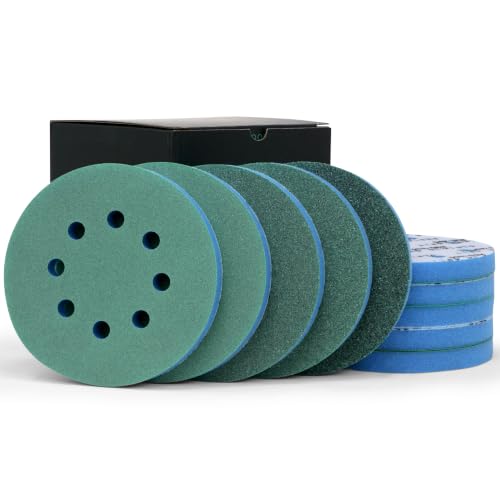 Serious Grit - 5-Inch 8-Hole Foam Discs - P120-600 Assortment - 10 Pack Mixed Grit