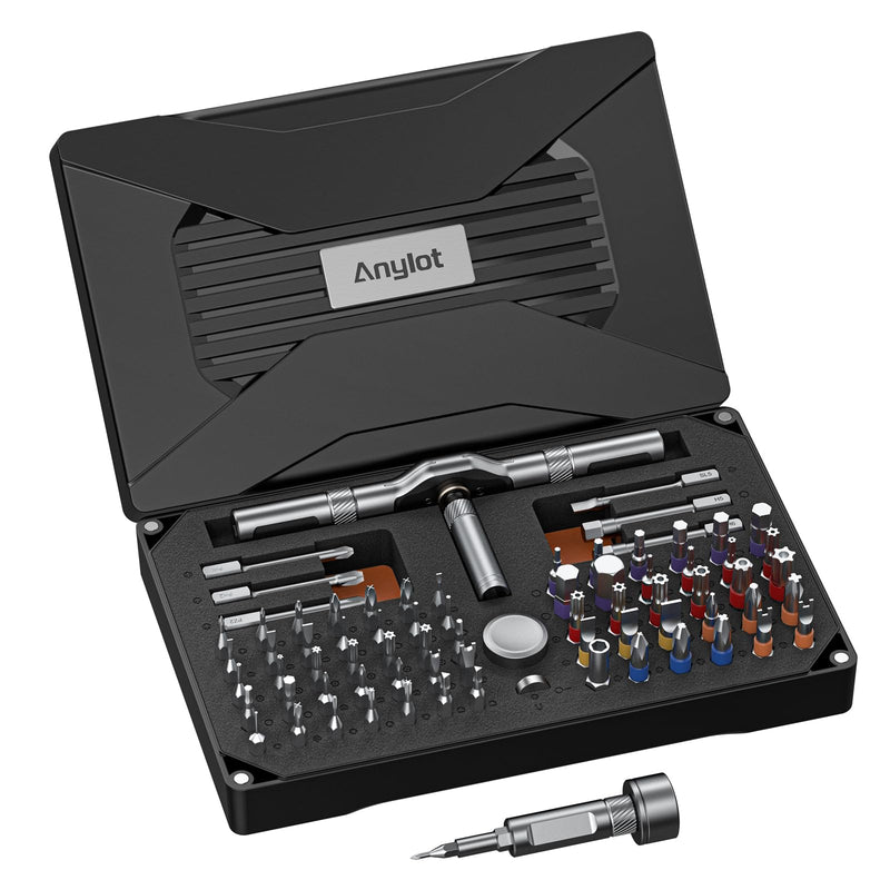 74 in 1 Magnetic Ratchet Screwdriver Set - T Handle Ratchet Screwdriver with S2 Steel Bits, Detachable Design & Storage Case, Precision Repair Tool Kit for Electronics, Furniture, Bicycle, Watch, DIY Black 74PCS