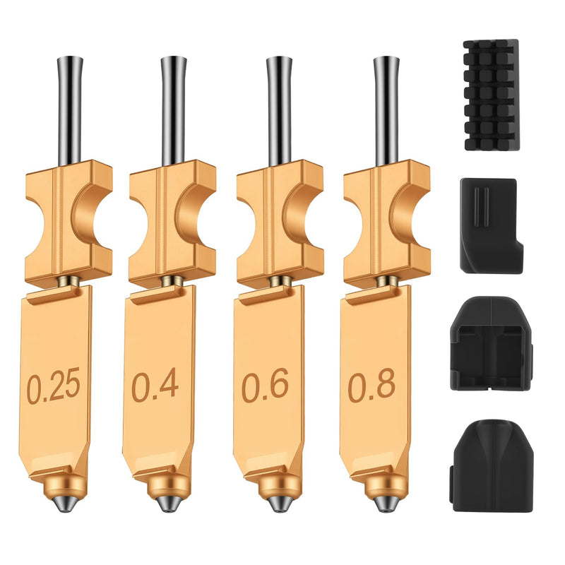 4PK Upgraded All-Size Hotend Kit for Flashforge AD5X Quick-Detachable Nozzle Extruder, Rapid Heating, with Extra 4PK Silicone Cover 4PK Nozzle Brush Hotend for AD5X 4PK
