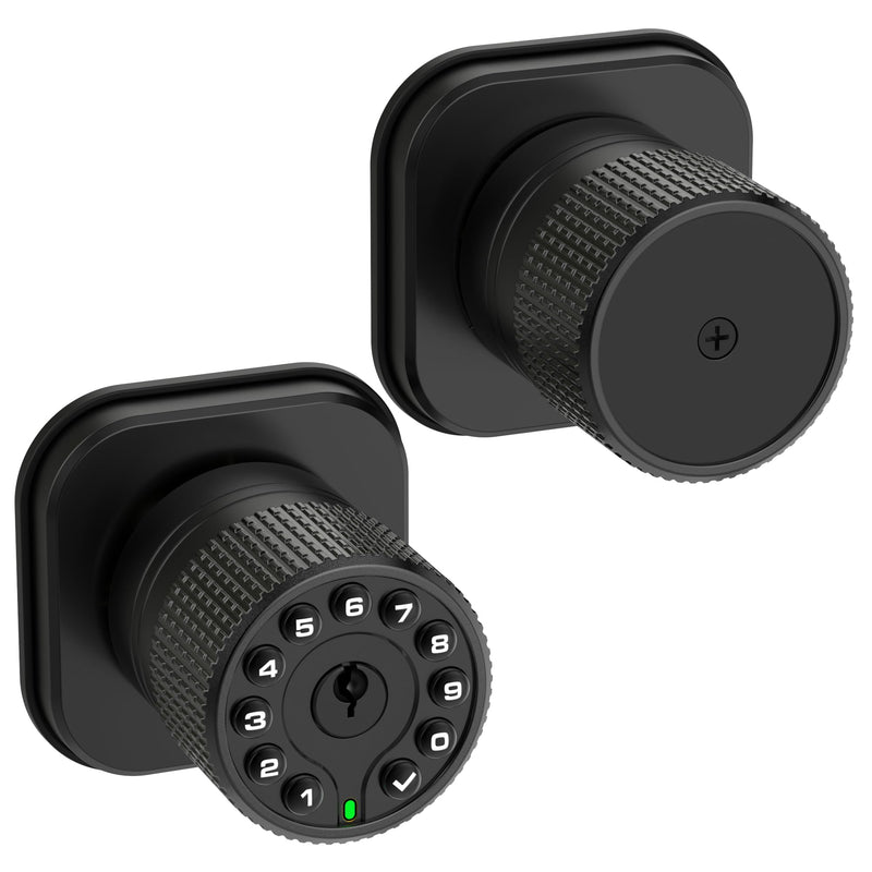 Keyless Entry Knob Lock with Keypad and Key,Auto Lock,Waterproof,Easy to Install and Program, Work with 4 AAA Batteries for Bedroom,Exterior & Interior Doors. (Black with Keypad) Black With Keypad