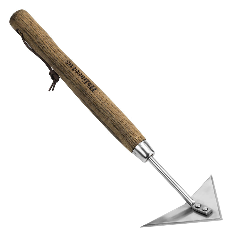 Haliaeetus Triangle Head Hoe, 15'' Scuffle Hoe for Weeding Precisely in Raised Bed, Stainless Steel Rogue Hoe for Weeding in Push-Pull Motion, Push Pull Hoe with Compact Size for Weeding Between Plant 15'' Triangle Head Hoe