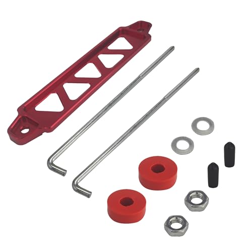 10in 304 Stainless Steel J Bolts, Battery Hold Down Kit, Heavy Duty Aluminum Alloy Battery Tie Down Bracket, Universal Crossbar Holder for Car, SUV, RV, Secure Battery Mount Set (Red) Red