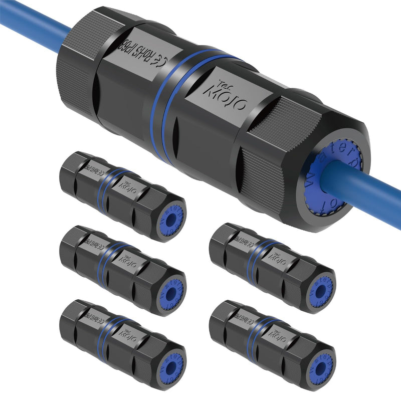 Tecmojo Waterproof Cat6 Coupler, IP68 Outdoor Ethernet Connector for CAT6/CAT5E/CAT5,Shielded RJ45 Ethernet Extender for IP Camera and PoE Device, 3.2in,6 Pack 6