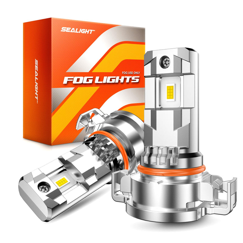 SEALIGHT 2504/5202 LED Fog Light Bulbs, 17000LM 800% Upgrade 5201 5202 PS24W, PSX24W 2504 LED Fog Lights 6500K, Long-Lasting Fog Lights, Clearance Light Marker Ligh, 1:1 Size Compact Design White F3A 5202