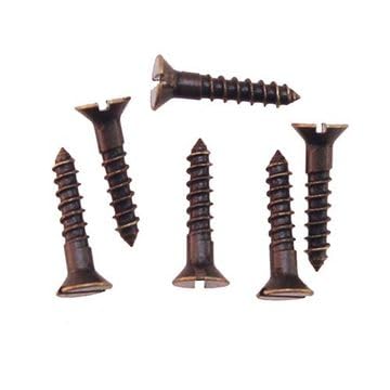 Van Dyke’s Restorers Slotted Flat Head Screws — #5 x 5/8 Inch Solid Brass Screws in Antique Brass Finish, Flat Head Slotted Design for Cabinetry, Hardware Installation, & Restoration Work, Pack of 20 Flat Head 5x5/8