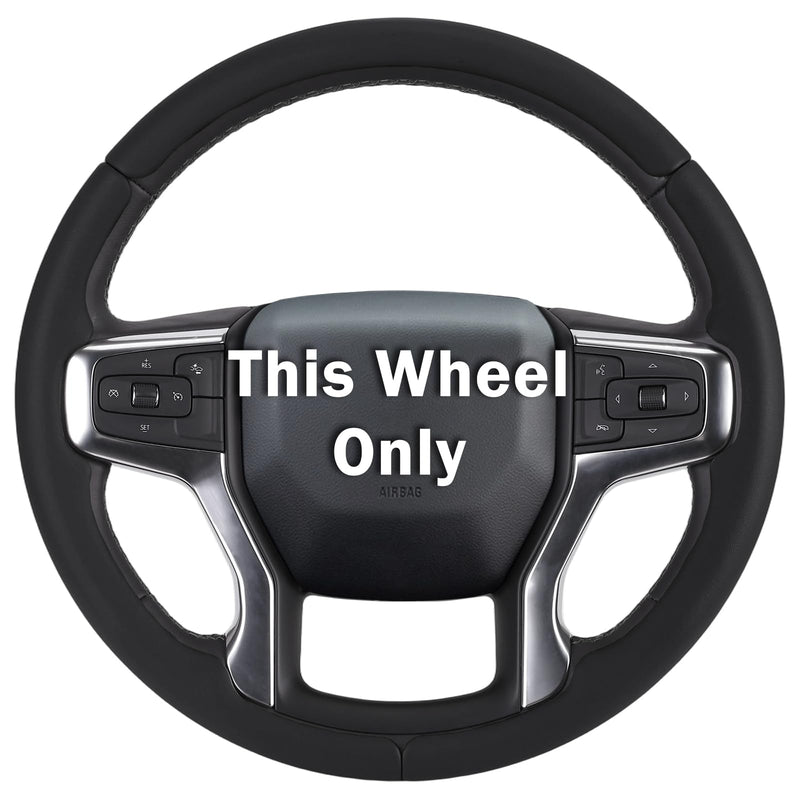 Steering Wheel Cover for Chevy Silverado 1500 2019-Present/ 2500 3500 2020-Present/Blazer 2019-Present (Gasoline Models)/ Suburban Tahoe 2021-2024, Car Steering Wheel Cover Accessories for Chevrolet Black Leather For Silverado 1500 2019-Now