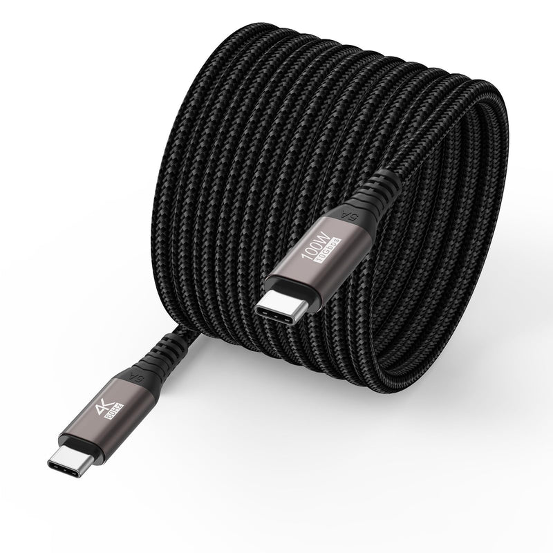 20 FT USB C Cable Long USB C 3.2 Gen 2 Cord 20FT, Full-Featured USBC to C Fast Charging/Monitor Video/Data Cable(4K@60Hz,100W, 10Gbps) for USB‑C Hub VR,iPhone 17-15 PM,Sam-sung,MacBook Pro,Camera-6M Brown 1