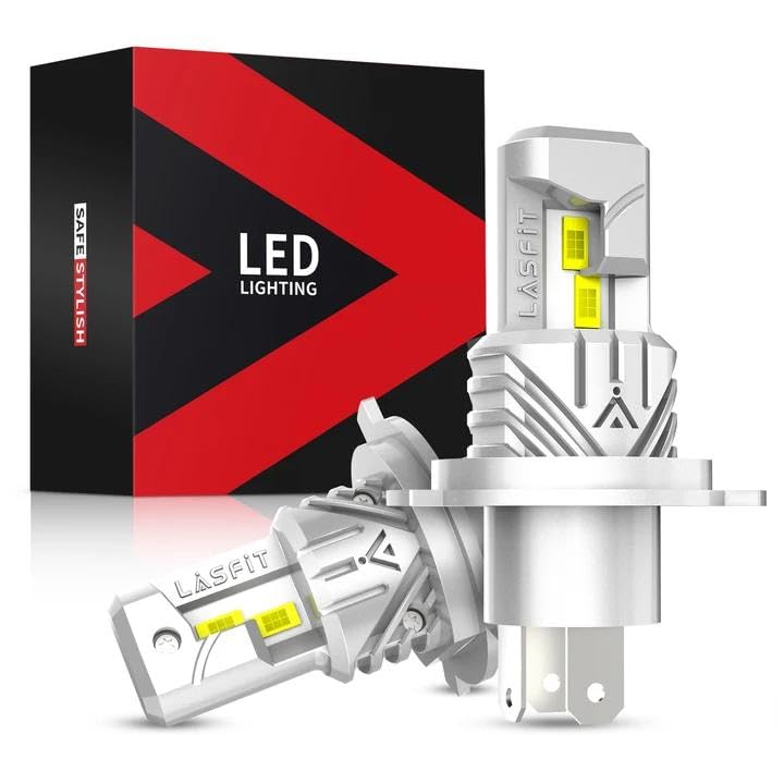 LASFIT BEAM H-4 Light Bulb, 2026 Upgrade H-4 90-03 Bulbs Halogen Replacement, 6000K Cool White All-in-one H-4 Bulb, Fanless and Mini Size, Plug and Play for ATV/UTV, Motorcycle Light, Pack of 2