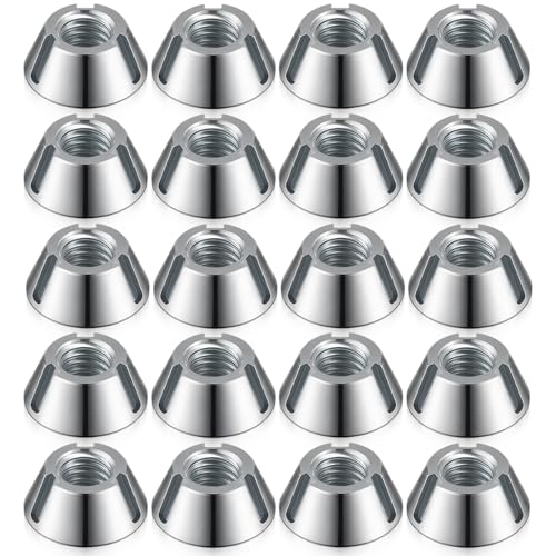 20 Pcs Tri-Groove Tamper Proof Security Nuts, T Groove, Zamak 5 Zinc, 1/4"-20, Three-Slot Safety Nuts, Tapered Three-pronged Drive, Anti-Theft
