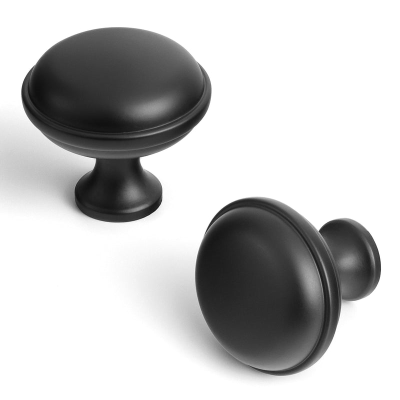 Goo-Ki 6pack Cabinet Knobs Matte Black Drawer Knobs Zinc Alloy Kitchen Hardware - Modern Black Single Hole/Screw Bar Cabinet Pulls Drawer Handles 6