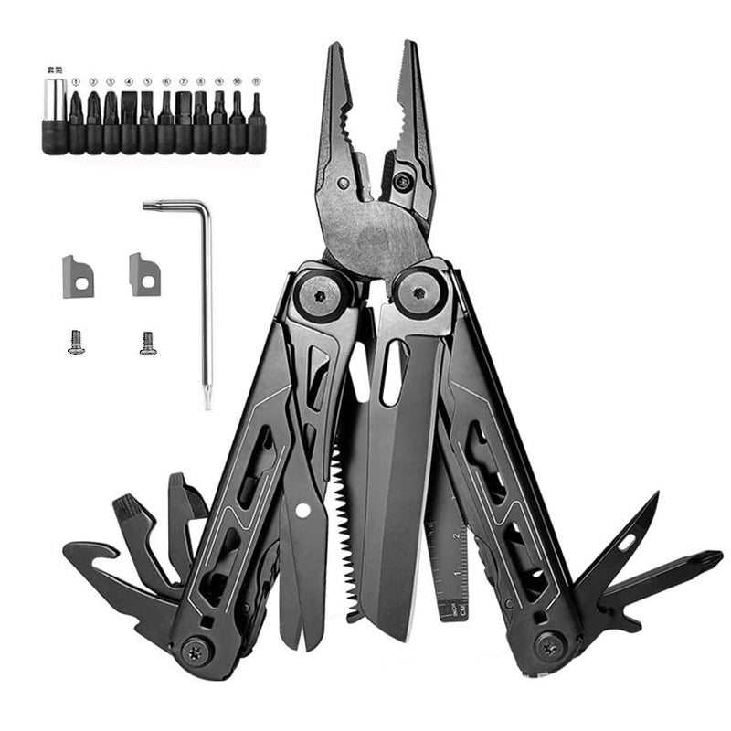 Professional Multitool Pliers with Large Folding Scissors, Heavy-Duty Pliers, Folding Knife, and Nylon Carry Case. Perfect for Camping, Outdoor Repairs, and Everyday Tasks