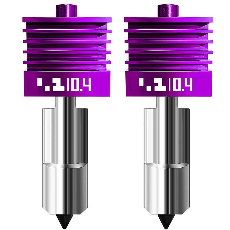 2 Pcs Upgraded 0.4mm A2L/H2D/H2S/H2C/X2D/P2S Hotend with Anti-Stick MPVD Coating - High Speed Hardened Steel P2S Nozzle for Bambu Lab P2S,X2D,H2 Series,A2L/A1/A1MINI 3D Printers, Bamboo Lab Parts 0.4mm Hotend*2