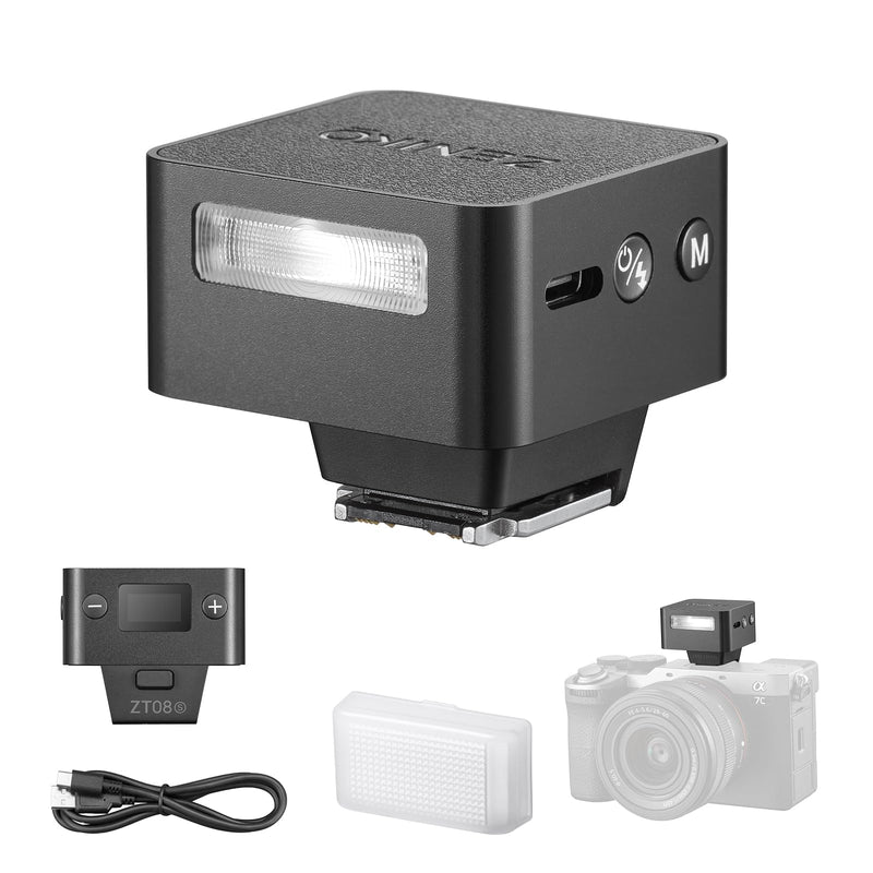 ZENIKO ZT08 S Mini Flash for Sony,Built-in Battery,740 Full Power Flashes,Mini On-Camera TTL Flash Speedlite ZT08-S for Sony (Black)