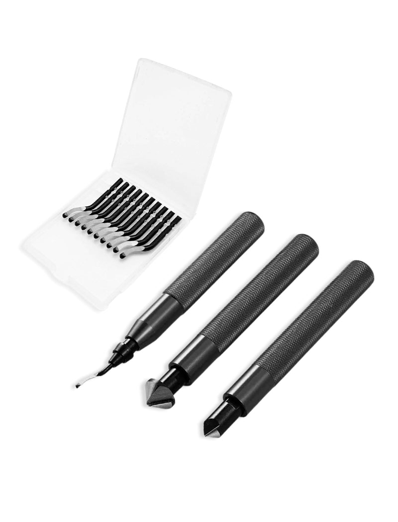 Deburring Tool Kit with 12 HSS Rotary Blades for 3D Printing, Resin, Metal, Ideal Tubing and 3D Printing Deburring, a Handle (2 Submerged Hand Reamers with 10 Blades) 2 Submerged Hand Reamers with 10 Blades