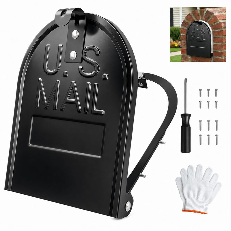 6 1/4" W x 8 1/4" H,Mailbox Door Replacement Panel, Black Galvanized Steel Snap-in Front Door with Flat-Head Screws, Easy No-Drill Kit for Standard Residential Curbside & Brick Mailboxes 6 1/4" W x 8 1/4" H