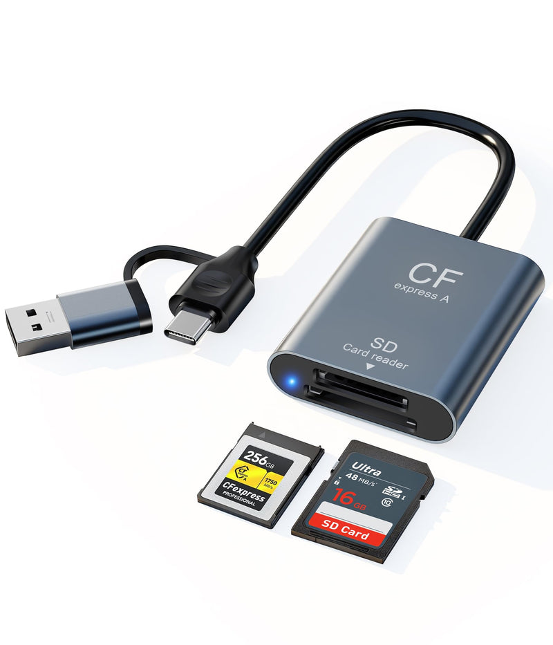 SD and CFexpress Type A Card Reader - 900MB/s Read & 800MB/s Write, USB-C 3.2 Gen 2 10Gbps High-Speed Card Reader, Aluminum Alloy & Dual USB-A & USB-C Ports for iPhone, Android, iPad, Laptop & PC