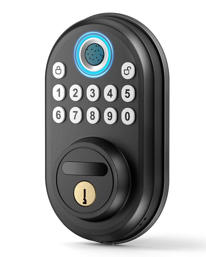 Fingerprint Door Lock with Keypad - Keyless Entry Smart Deadbolt Lock for Front Door with 2 Keys, Auto Locking, Easy Installation, Modern Digital Lock with Code for Smart Locks & Home Security