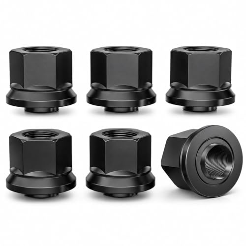 MIKKUPPA M22x1.5 Flanged Wheel Lug Nuts, Black 6PCS 33m Hex