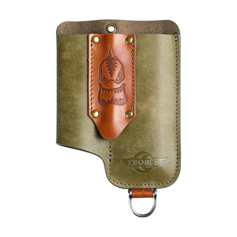 OKNIFE Osheath S1 3 in1 Leather Sheath for Flat Flashlight, Pocket Knife, Mini Pen, EDC Kit Belt Organizer for Belt with Horseshoe Buckle Keychain