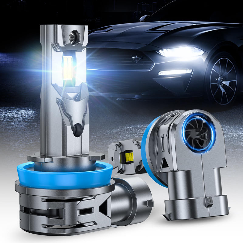 H11/H8/H9 Bulbs, 40000LM 6500K Cool White, 1:1 Mini Size, 1000% Super Bighter H16 Fog Light Bulb with 80000H Lifespan, 1 Min Plug-N-Play, IP68 Waterproof Non-polarity, Pack of 2 AQ3 H11/HB8/HB9