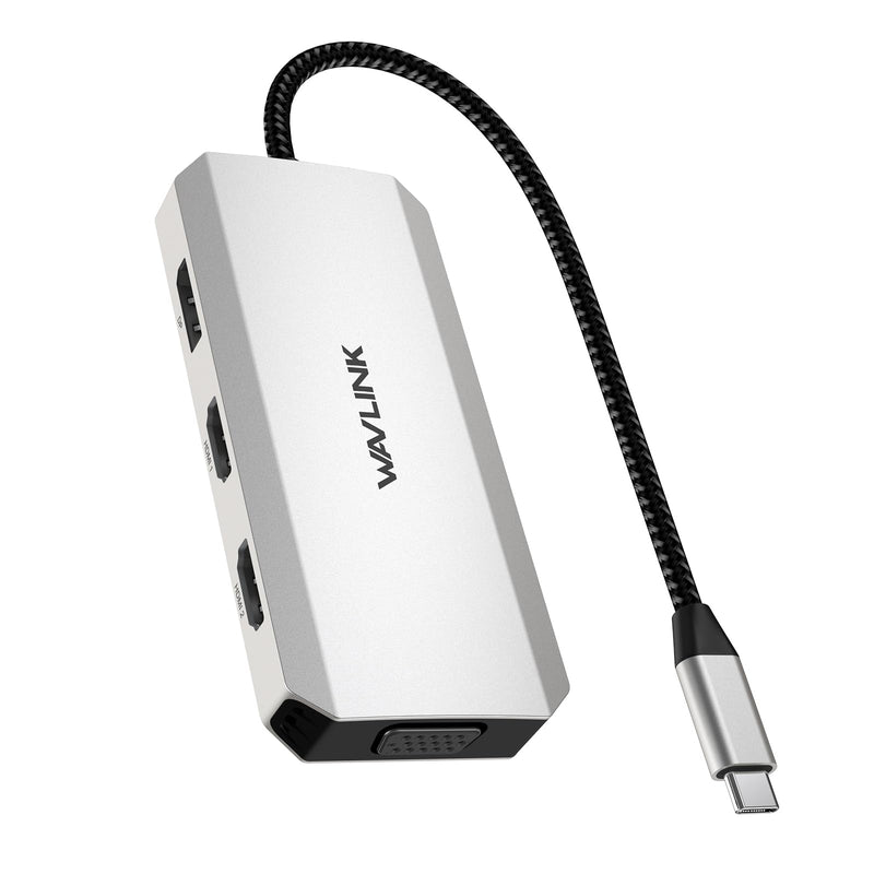 WAVLINK USB-C Quad Display Docking Station | 4K Triple Monitor Laptop Dock Hub for Windows, Dual HDMI + DisplayPort + VGA, 3 USB Ports