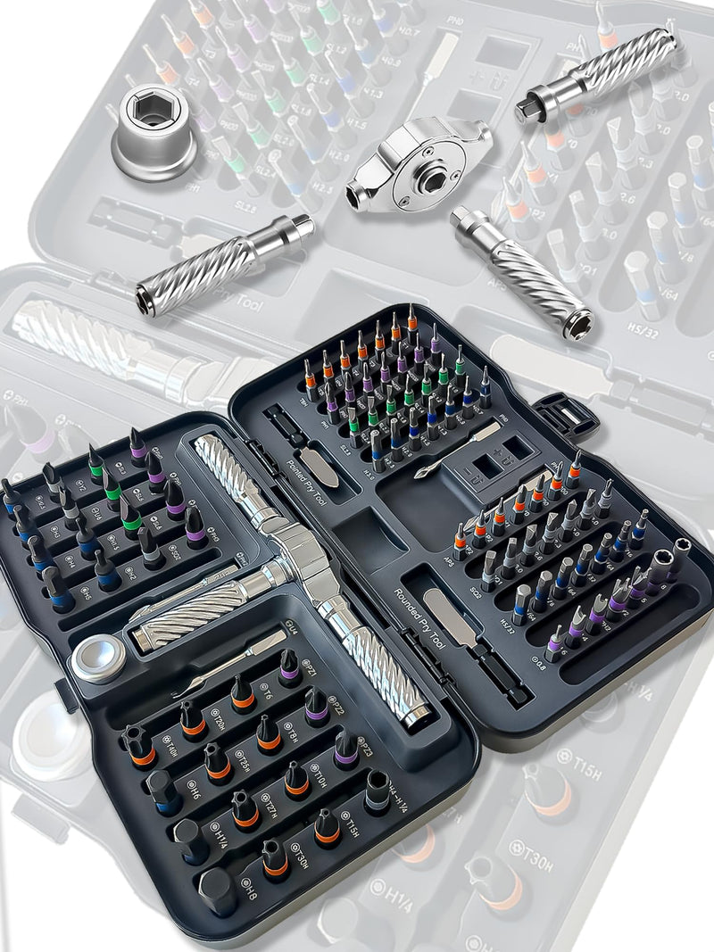 100 in 1 Magnetic Ratchet Screwdriver Sets, S2 Steel Bits, DIY Combination Flexible Shaft for Furniture Assembly, Precision Electrical Appliance Repair 100 in 1
