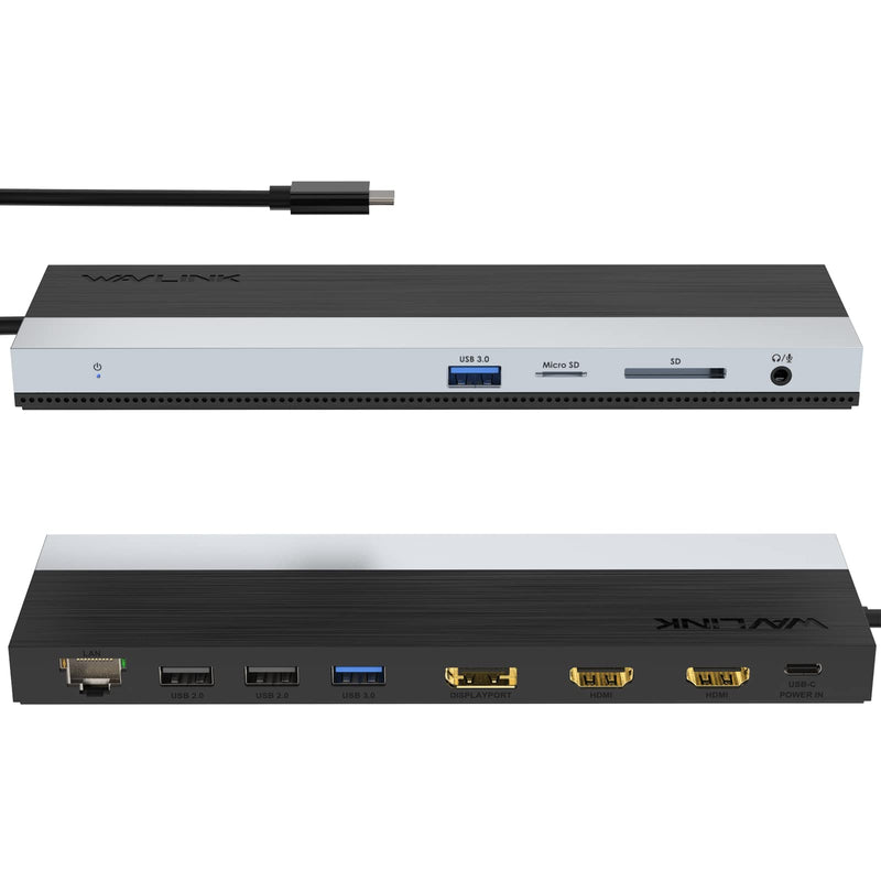 WAVLINK USB C Docking Station 3 Monitors for Windows with DP + 2X HDMI | USB-C Triple Display Laptop Dock with Dual 4K +1080P, PD 85W Charging, Gigabit Ethernet for Windows Laptop UMD03