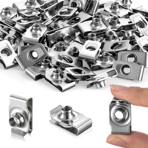 LEIFIDE 100 Pcs 1/4" - 20 Stainless Steel Regular Extruded U Type Nuts