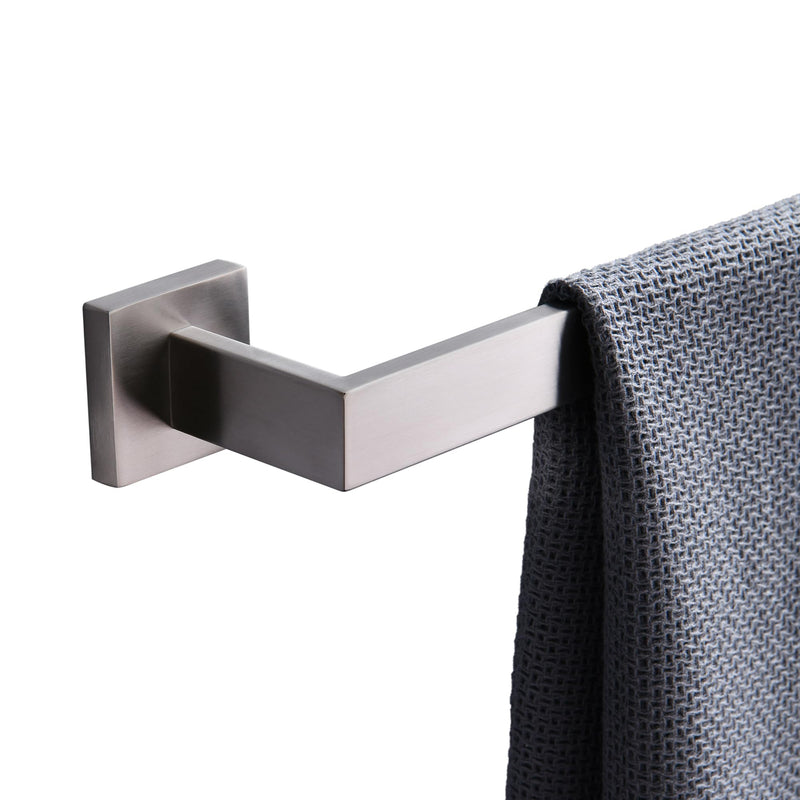 Bath Towel Bar, 16-Inch Towel Racks, Square Thicken Towel Holder, Wall Mounted Shower Towel Rail Hanger, Stainless Steel,Bathroom Accessories (Brushed Nickel, 1 Pack) Brushed Nickel