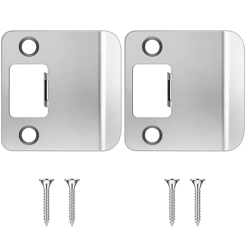 2 Pack Extended Strike Plate Round Corner Extended Lip Doors Strike Plate Extender 2-1/4" x 1-3/4", (2-1/4" Overall Length)(2.25 x 2.25 Inch,Silver) 2.25 x 2.25 Inch Silver