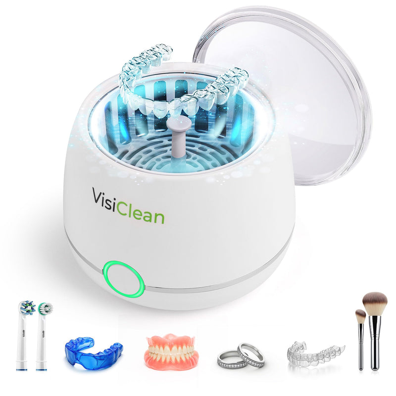 Ultrasonic Retainer Cleaner, 45k Hz Retainer Cleaner Machine, Aligner Cleaner, Nightguard Cleaner, Mouthguard Cleaner, Denture Cleaner - Ultrasonic Jewelry Cleaner - Heat Sensor - VisiClean Innova