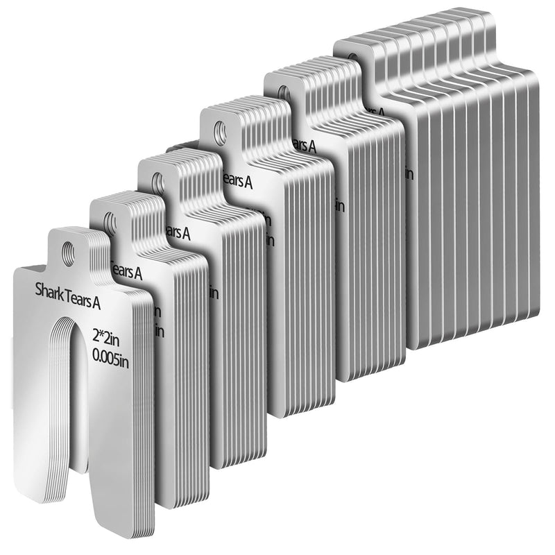 60PCS 304 Stainless Steel Shim Kit, 2" x 2" Slotted Assortment Box | 6 thicknesses for precise leveling, spacing, and alignment in machinery, repair, and installation tasks 2 x 2 inches 60