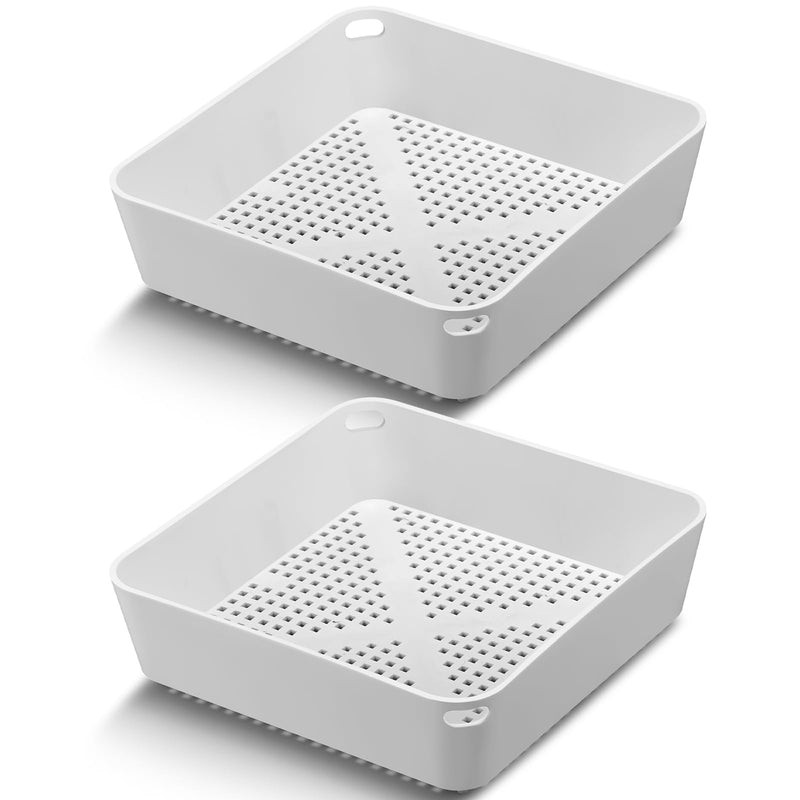 Tuanse 2 Pcs 8.5 x 8.5 x 2.5 Inch Floor Sink Drain Covers Commercial Plastic Floor Drain Strainer Plastic Drains Screen Basket Suitable for Commercial Kitchen Restaurant Diner Cafe White