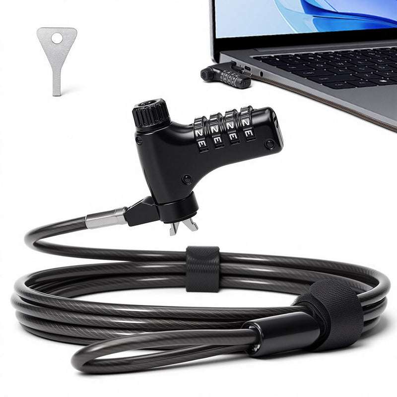 Laptap Lock,Universal 3-in-1 Laptop Lock with Combination Code,Anti-Theft Security Cable Compatible with Standard, Nano and Wedge Slots, Suitable for Students & Office Workers
