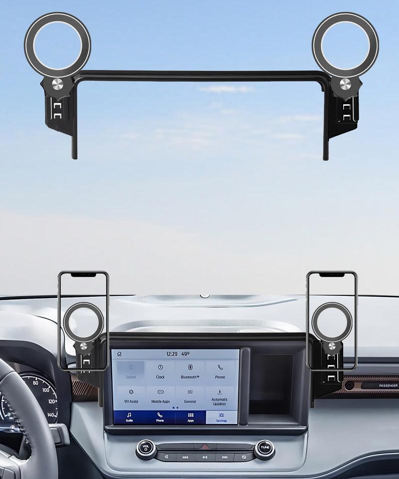 Car Phone Holder for Ford Maverick 2022 2023 2024 8" Screen Accessories | MagSafe Strong Magnets Clip-On Cell Phone Mount, 360° Rotatable Hands-Free Holder, Dual Slots for Driver & Passenger fit for 2022-2024 Ford Maverick(8 Inch)