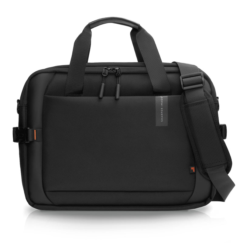 Sharper Image Messenger Briefcase for Men, Laptop Bag fits up to 16” Computer, 19L Water Resistant Crossbody Shoulder Bag with Strap for Work, School, Office, Travel, Black (Venture Collection)