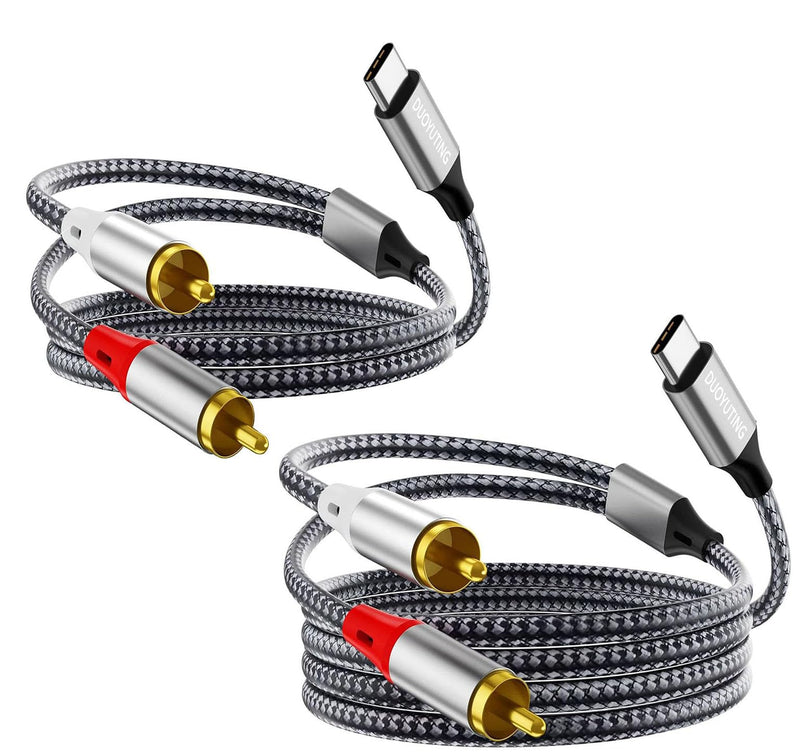 2-in-1 Combo USB-C to RCA Audio Cable 3.3FT & 6.6FT with DAC Chip, Hi-Fi Digital to Analog Adapter Cable for iPhone,Smartphones, Tablets, Laptops, Gaming Consoles to Stereo System. 3.3FT+6.6FT Combo