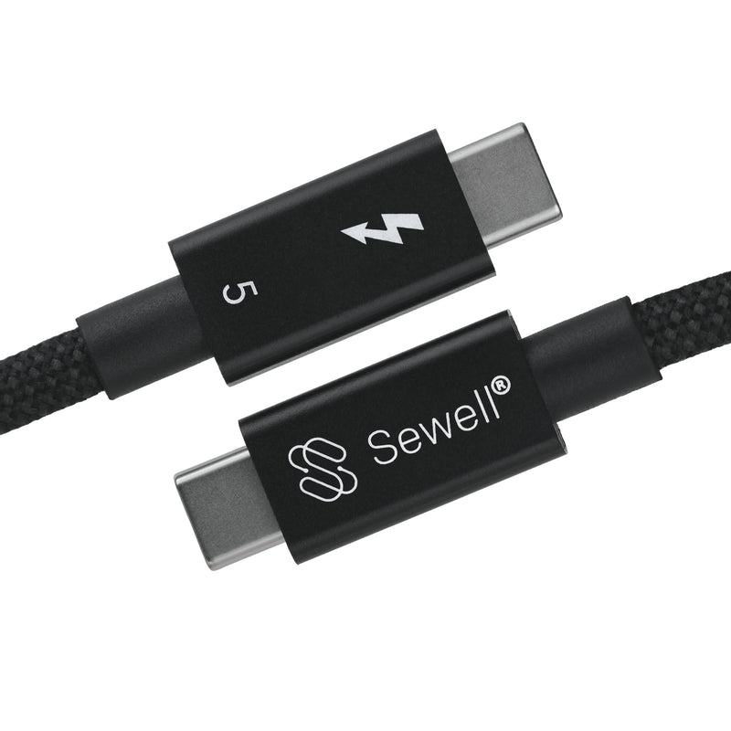 Sewell Thunderbolt 5 Cable [Intel Certified], 80Gbps/120Gbps Bandwidth Boost, 240W Charging, Dual 8K Displays, Braided 3.3 ft (1m) USB-C, Compatible with MacBook, USB4, and Thunderbolt 4/3 3.3 Feet
