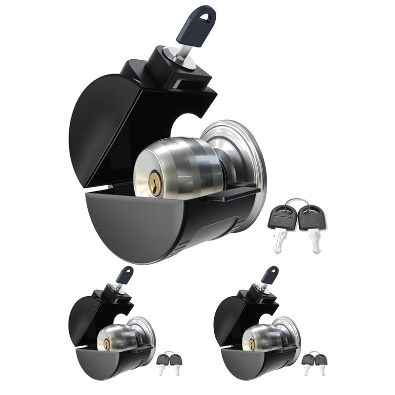2 Packs Child Proof Door Knob Cover Lock – Prevents Turning of Door Knob and Access to Keyhole, Can be Used for Home Rentals, Evictions, Job Sites & More – Keyed Alike (Black) Black-two