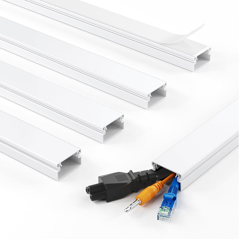 Yecaye 70.8in Cord Hider for 2-3 Wires on Wall, W0.94in H0.55in, White | TV Cord Covers, Medium TV Cable Hider, Paintable Cable Raceway 70.8in L*0.94in W*0.55in H