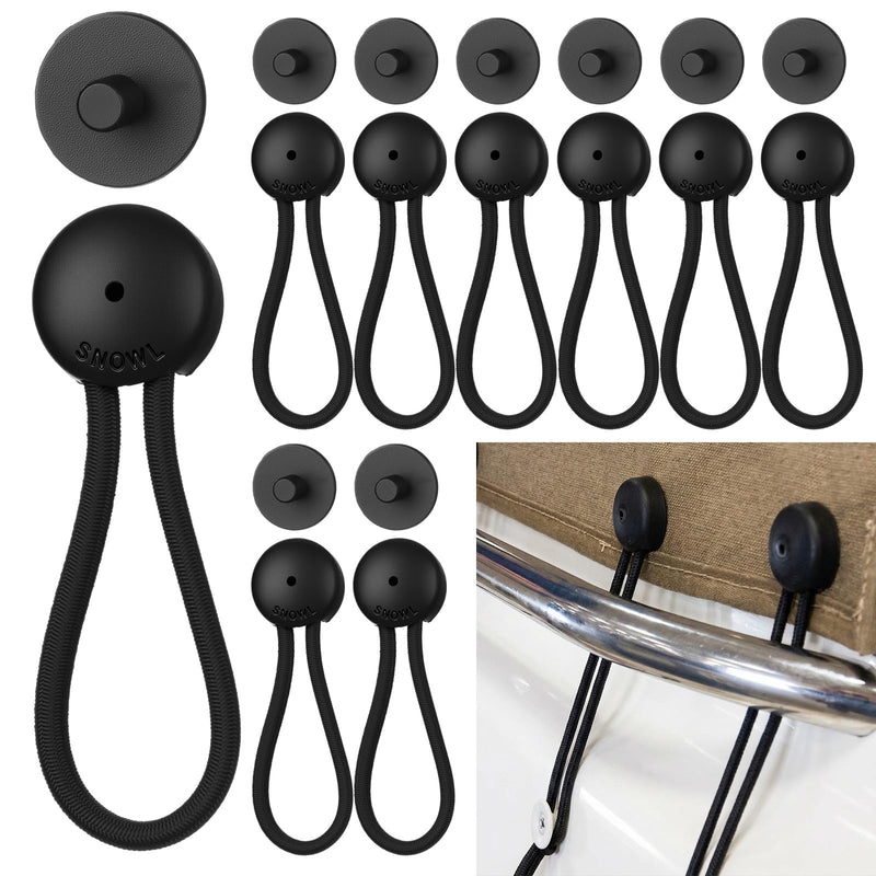 10 Pack Shock Cord Fastener Bungee Cord Clips with Adjustable Knob Multifunctional Fastener for Tent Boat Cover Canvas Marine Truck Rv Trailer Accessoriest Outdoor(Black,Classic Style) Black Classic Style