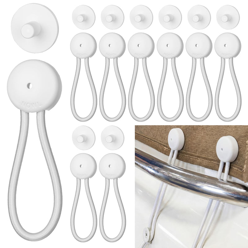 10 Pack Shock Cord Fastener Bungee Cord Clips with Adjustable Knob Multifunctional Fastener for Tent Boat Cover Canvas Marine Truck Rv Trailer Accessoriest Outdoor(White,Classic Style) White Classic Style