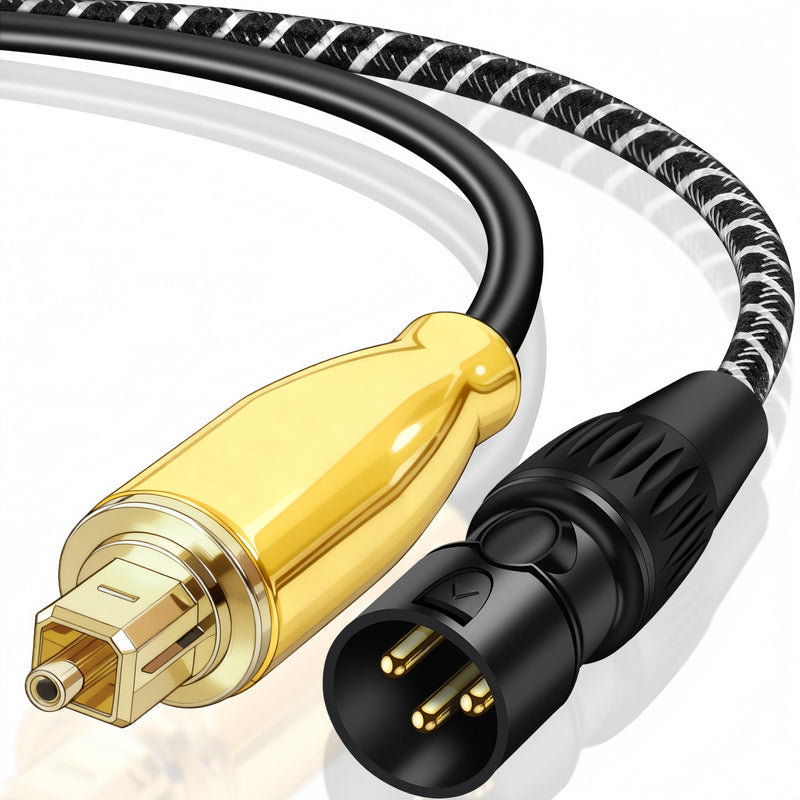 192KHz DAC Optical to XLR Converter,Optical Audio Cable to AUX Cable Adapter,Digital to Analog Audio Converter for HDTV DVD Set-top Boxes Out to Speaker Audio Mixer(Unidirectional O-ptical to XLR) 3.3FT