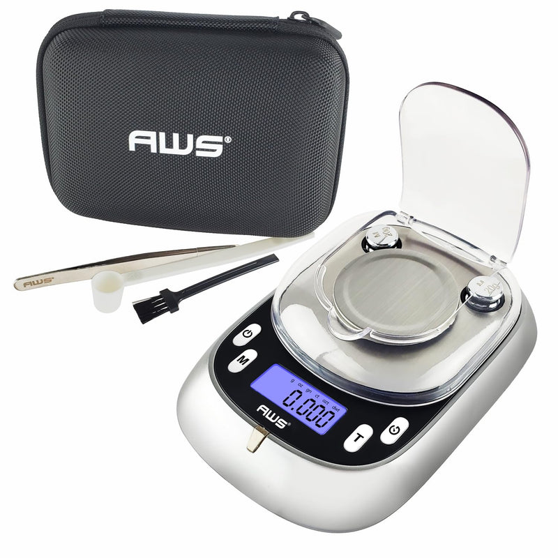 AWS Elite-100 Milligram Scale 100g x 0.001g–Digital Jewelry/Lab Scale for Powder, Gold, Gems – Includes Calibration Weights, Tweezers & Tray–Tare, Cal, 6 Units (Gemini Pro - 100g) Elite Pro - 100g