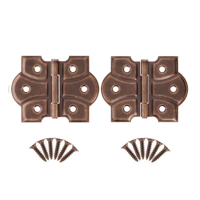 Antique Copper Butterfly Hinges with Removable Pin - Pack of 16 - Surface Mount Cabinet Door Hinges - UA-261-HAC (8) 8 Antique Copper