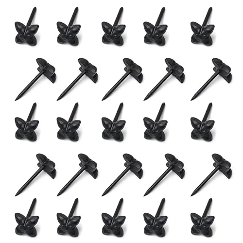 Mystic Colonial Cast Iron Decorative Clavos Nails for Wood Doors, Rustic Furniture Studs- Black, Pack of 25 Flower- 2.3 cm/ 0.87 Inch